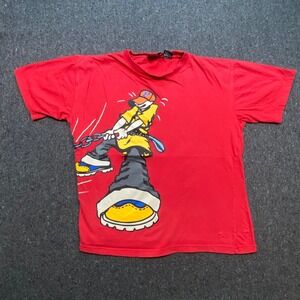 Paco Jeans Skater Y2K Mens XL Red Graphic T-Shirt Vintage Bulldog Streetwear XL